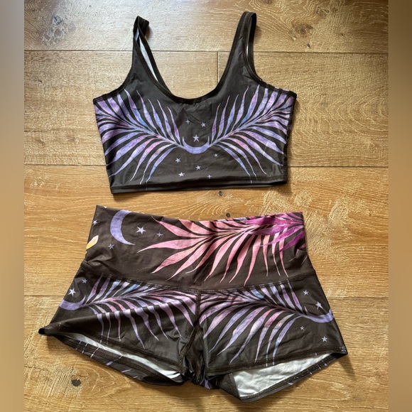 teeki Pants - Teeki Black and Purple Celestial Bra and Shorts Set